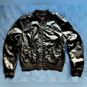Faux Leather Bomber Jacket
